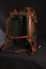 Waxed Canvas and Leather Backpack with Metal Details, 60 Liters