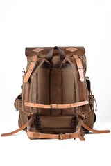 Wax Canvas and Genuine Leather Backpack, 50 Liters