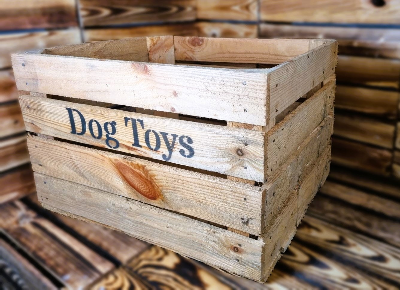Large Dog Toys Storage Box Wooden Crate