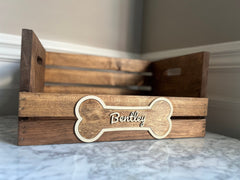 Dog Toy Box, Personalized Wooden Storage Basket