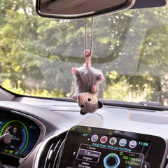 Crochet Opossum Car Mirror Hanging Accessory, Car Decoration, Car Ornament
