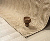 Beige Herringbone Flatweave Sisal Rug for Indoor and Outdoor Use