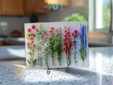 Glass Cutting Board - Wildflowers Tempered Glass Chopping Board - Cheese and Charcuterie Glass Cutting Board - Kitchen Decor Gift Idea