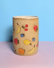 Ceramic Kitchen Utensil Holder with Fruit Motif