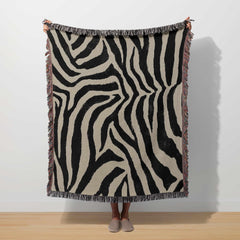 Animal Print Throw Zebra Woven Blanket Maximalist Tapestry Eclectic Home Decor Zebra Print Abstract Pattern Bold Statement Modern Safari
