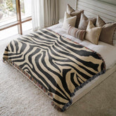 Animal Print Throw Zebra Woven Blanket Maximalist Tapestry Eclectic Home Decor Zebra Print Abstract Pattern Bold Statement Modern Safari