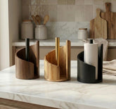 Wooden Paper Towel Holder Stand | Modern Kitchen Roll Dispenser | Freestanding Countertop Organizer