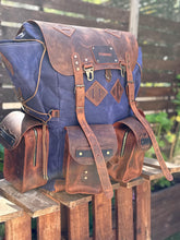 Waxed Canvas Backpack with Leather Details, 50 L