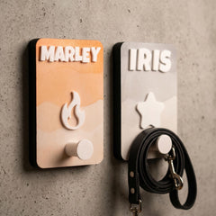 Personalized Dog Leash Holder: Custom Name Wall Mount with Paw or Bone Design