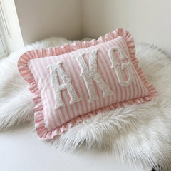 Monogram Striped Punch Needle Pillow, Personalized Graduation Gift, Custom Initial Pillow, College Graduate Gift, Preppy Room Decor