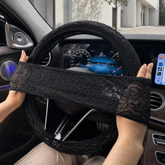 Black Hollow Lace Steering Wheel Cover