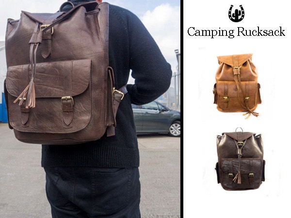 Outdoor Camping Heavy Duty Large Leather Rucksack