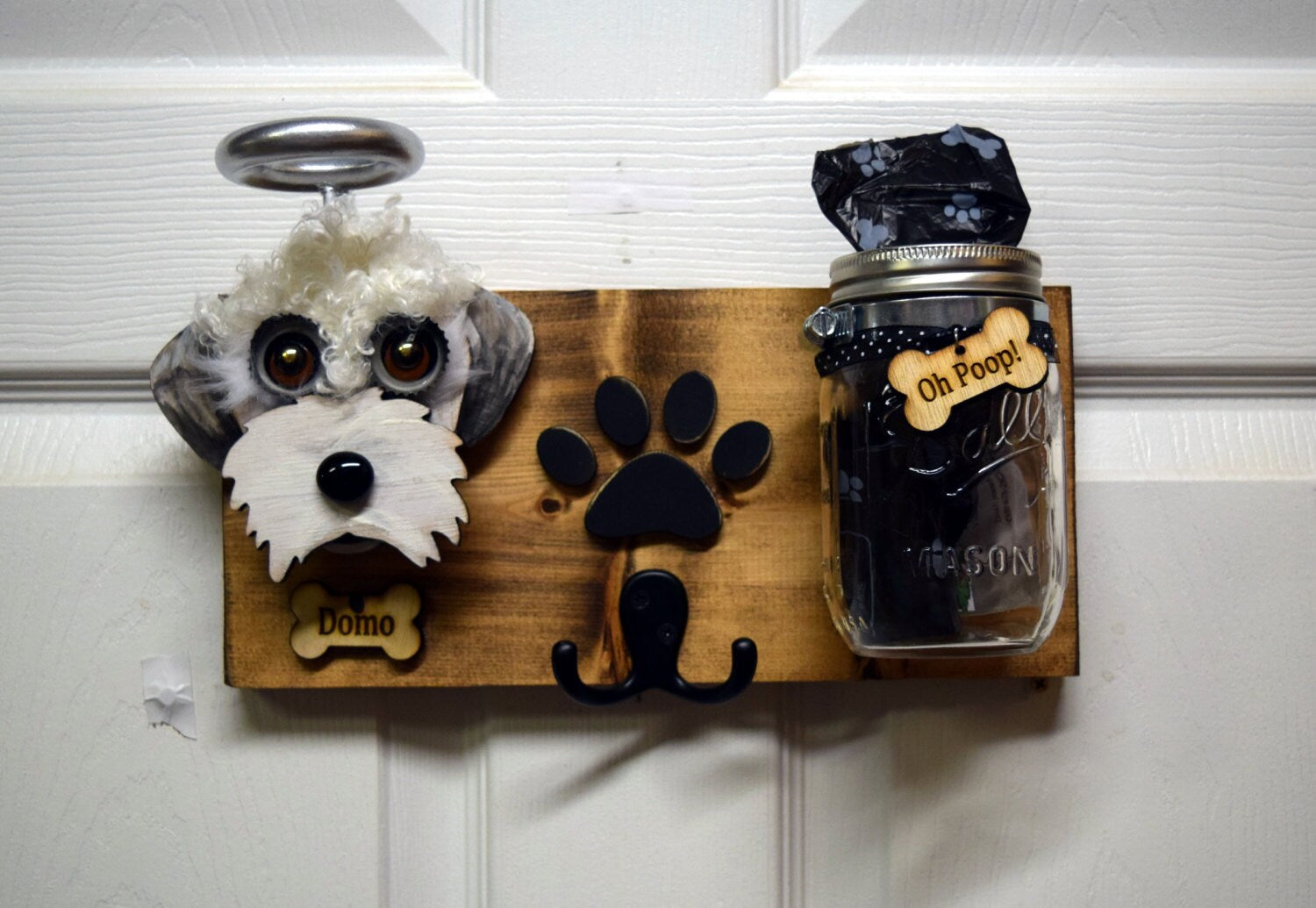 Custom Dog Leash Holder with Treat Jar