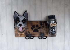 Custom Dog Leash Holder with Treat Jar