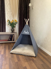 Pet Teepee Bed, Felt Dog Tent, Indoor Kennel House