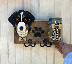 Custom Dog Leash Holder with Treat Jar