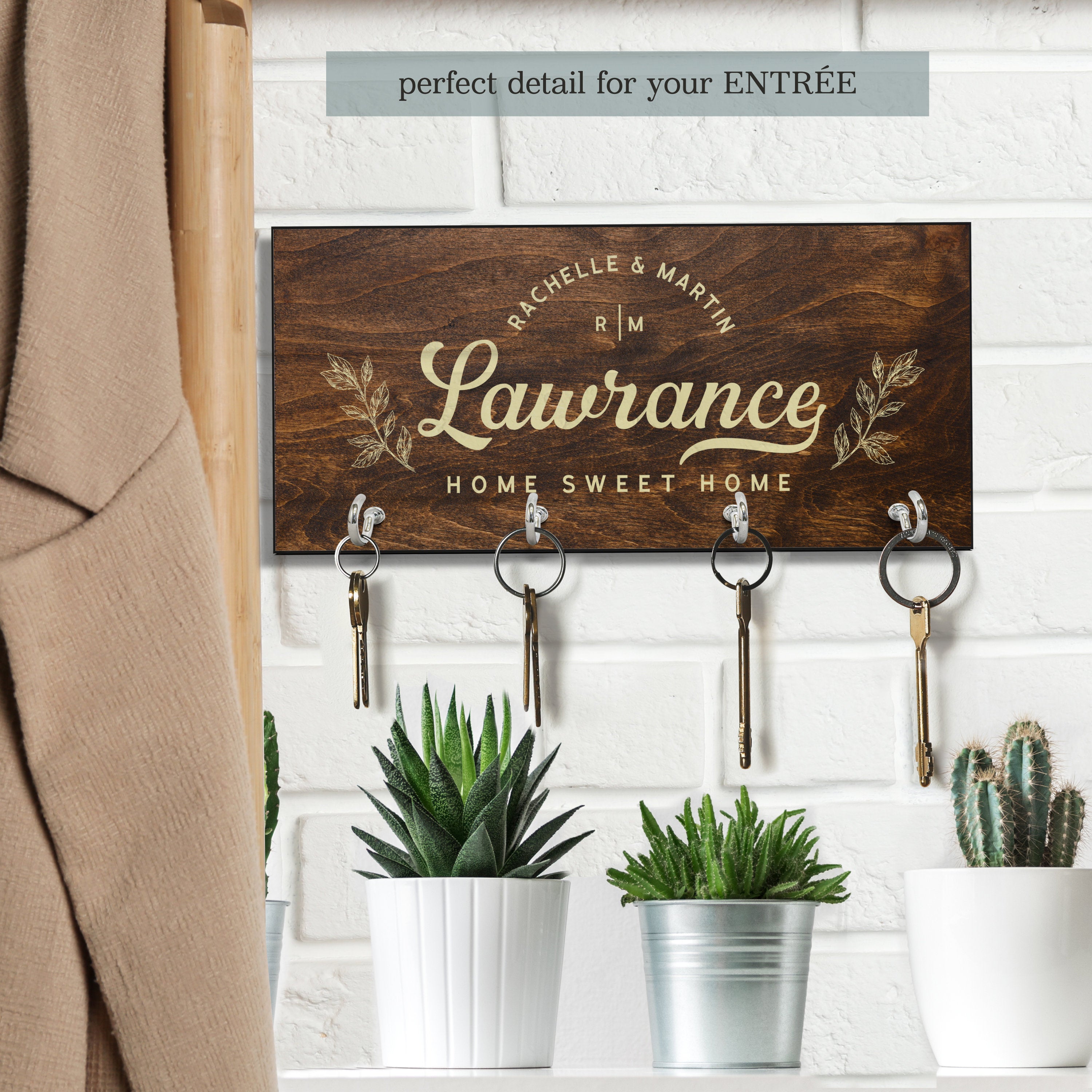 Personalized Key Holder for Wall, Custom Key Hanger