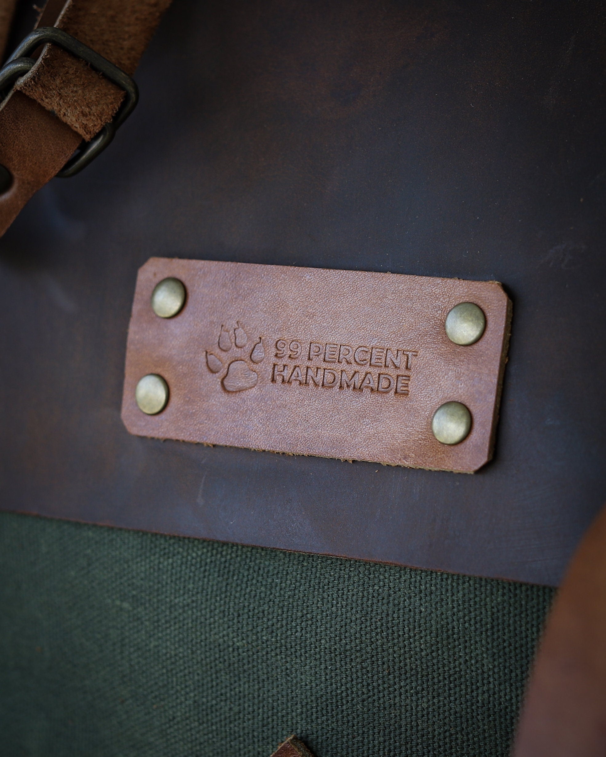 Leather and Waxed Canvas Backpack, 50 Liter