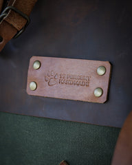Leather and Waxed Canvas Backpack, 50 Liter