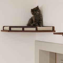 Corner Cat Shelf with Pillow, Wall-Mounted Cat Bed, Large Cat Perch