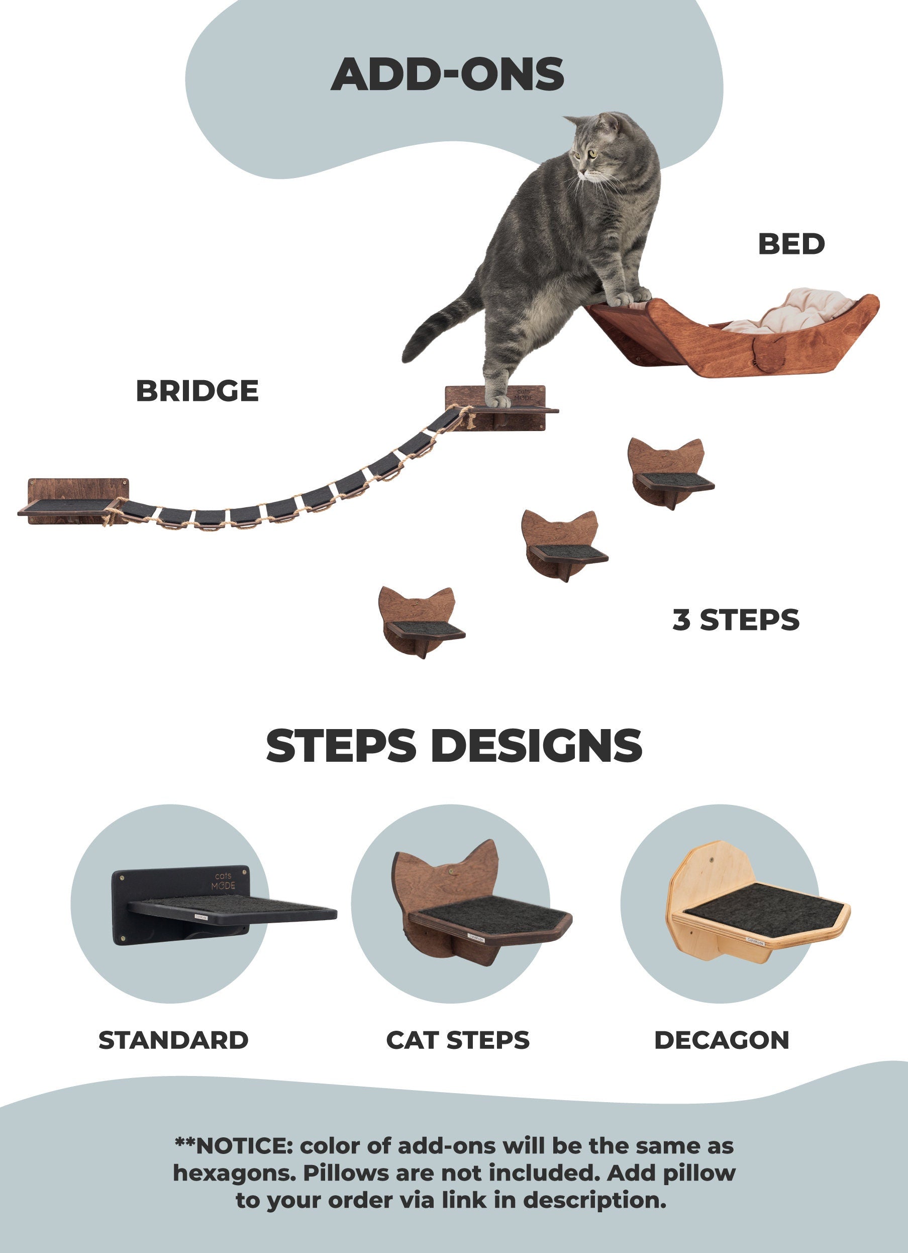 Cat Wall Shelves, Hexagon Cat Furniture, Wood Cat Climbing Shelves