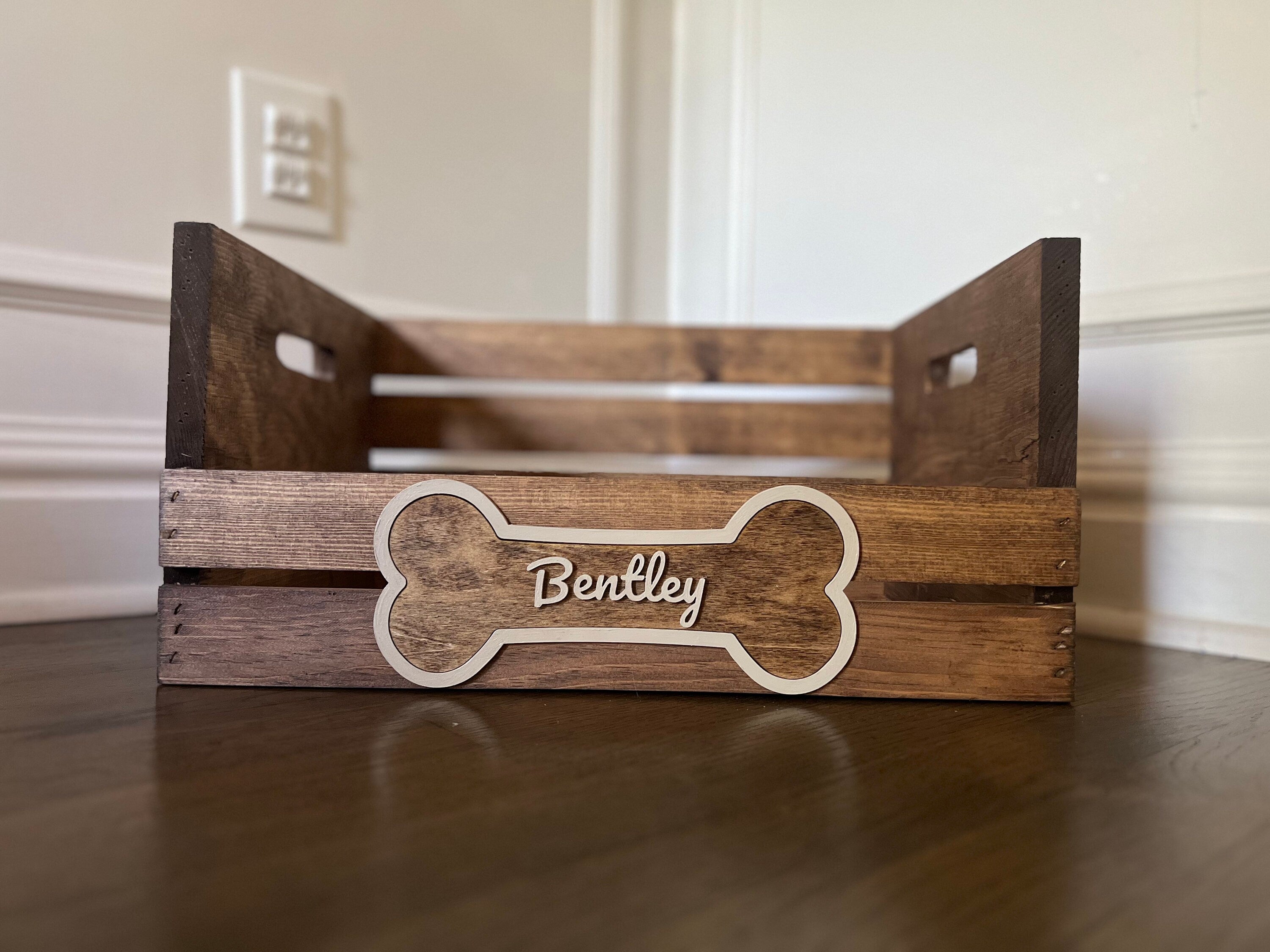 Dog Toy Box, Personalized Wooden Storage Basket