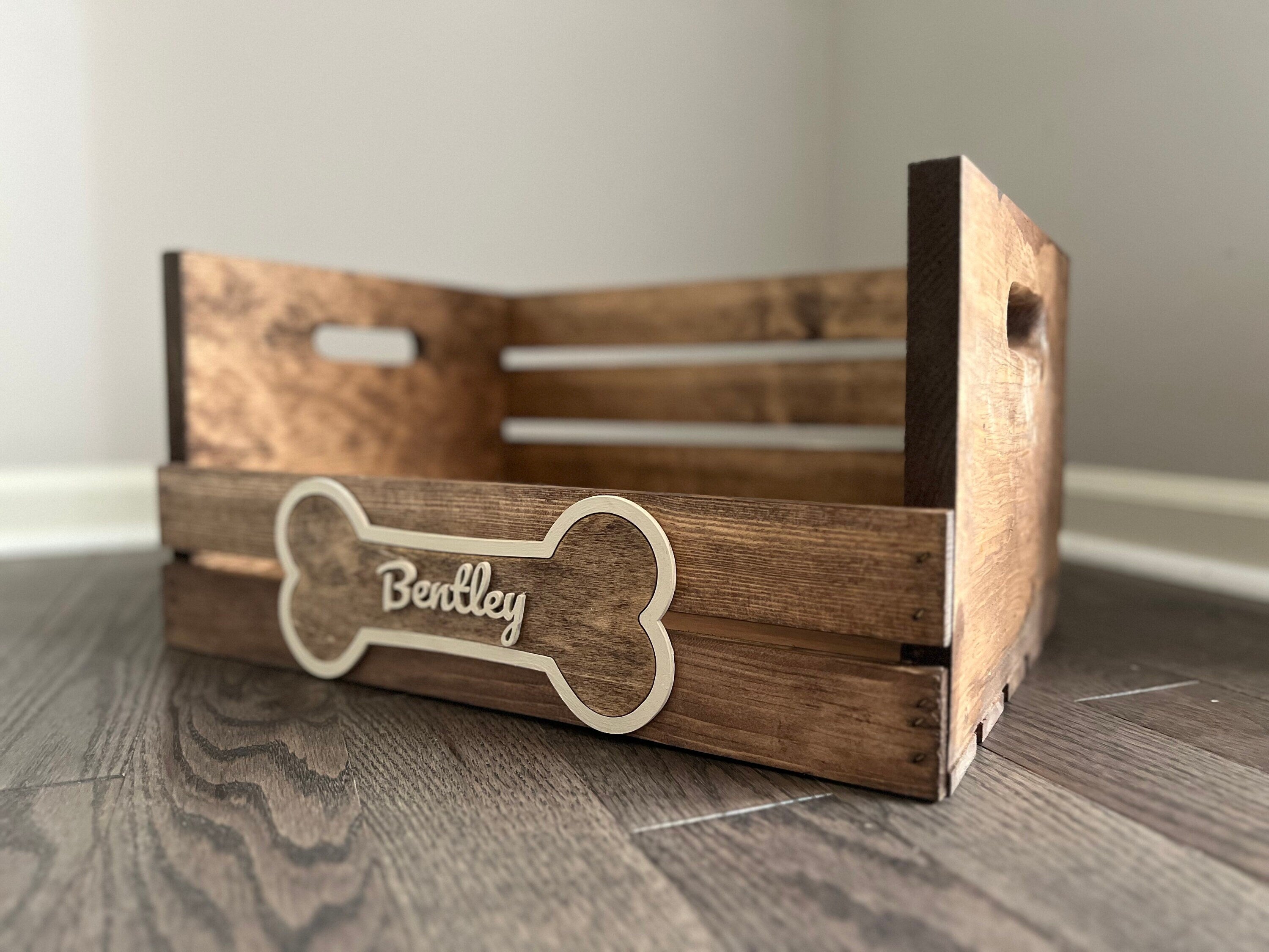 Dog Toy Box, Personalized Wooden Storage Basket