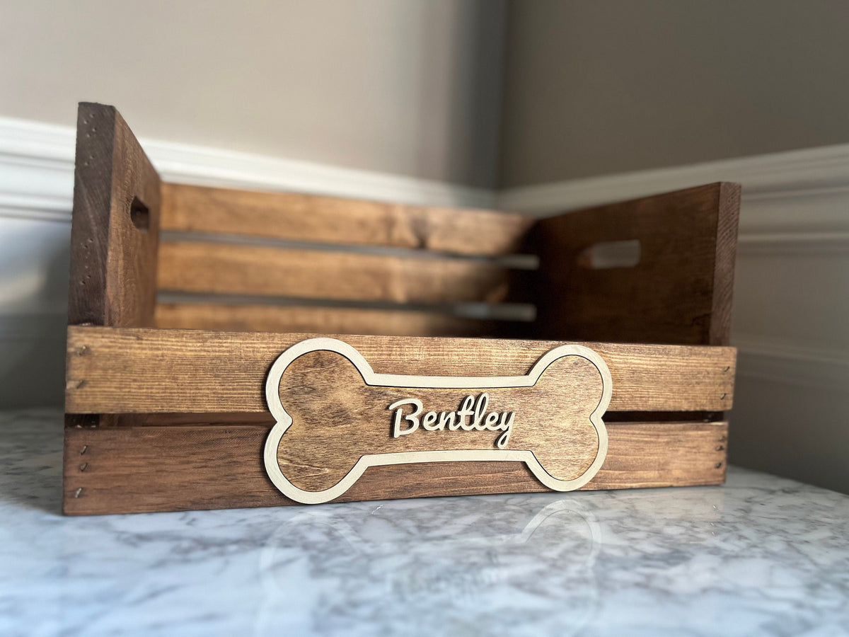 Dog Toy Box, Personalized Wooden Storage Basket