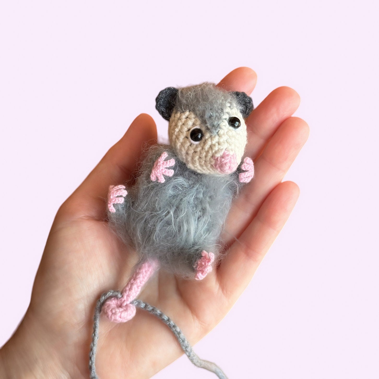 Crochet Opossum Car Mirror Hanging Accessory, Car Decoration, Car Ornament