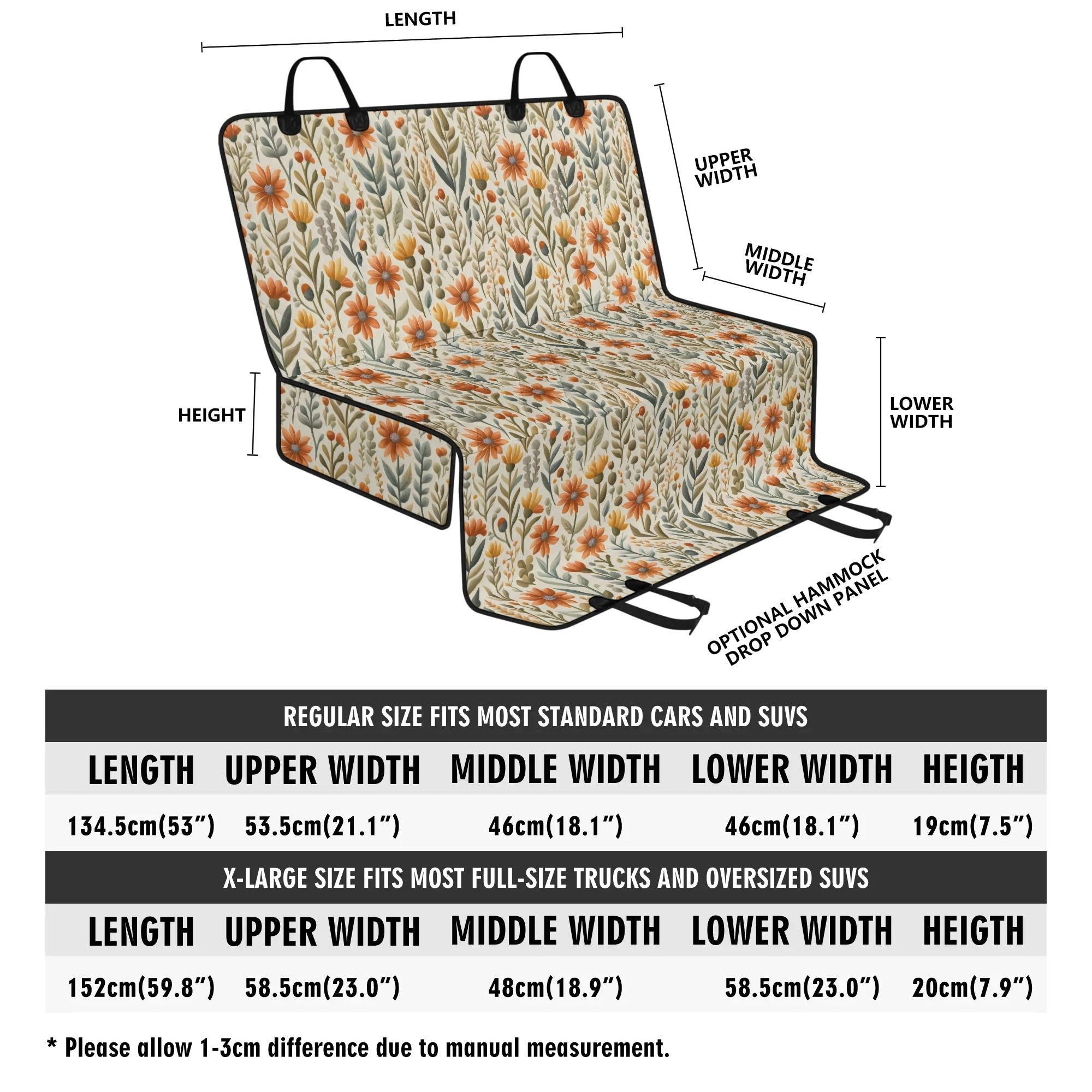 Boho Floral Car Seat Covers Light Rust Tan Spring Summer Flower Car Seat Accessories Front Back