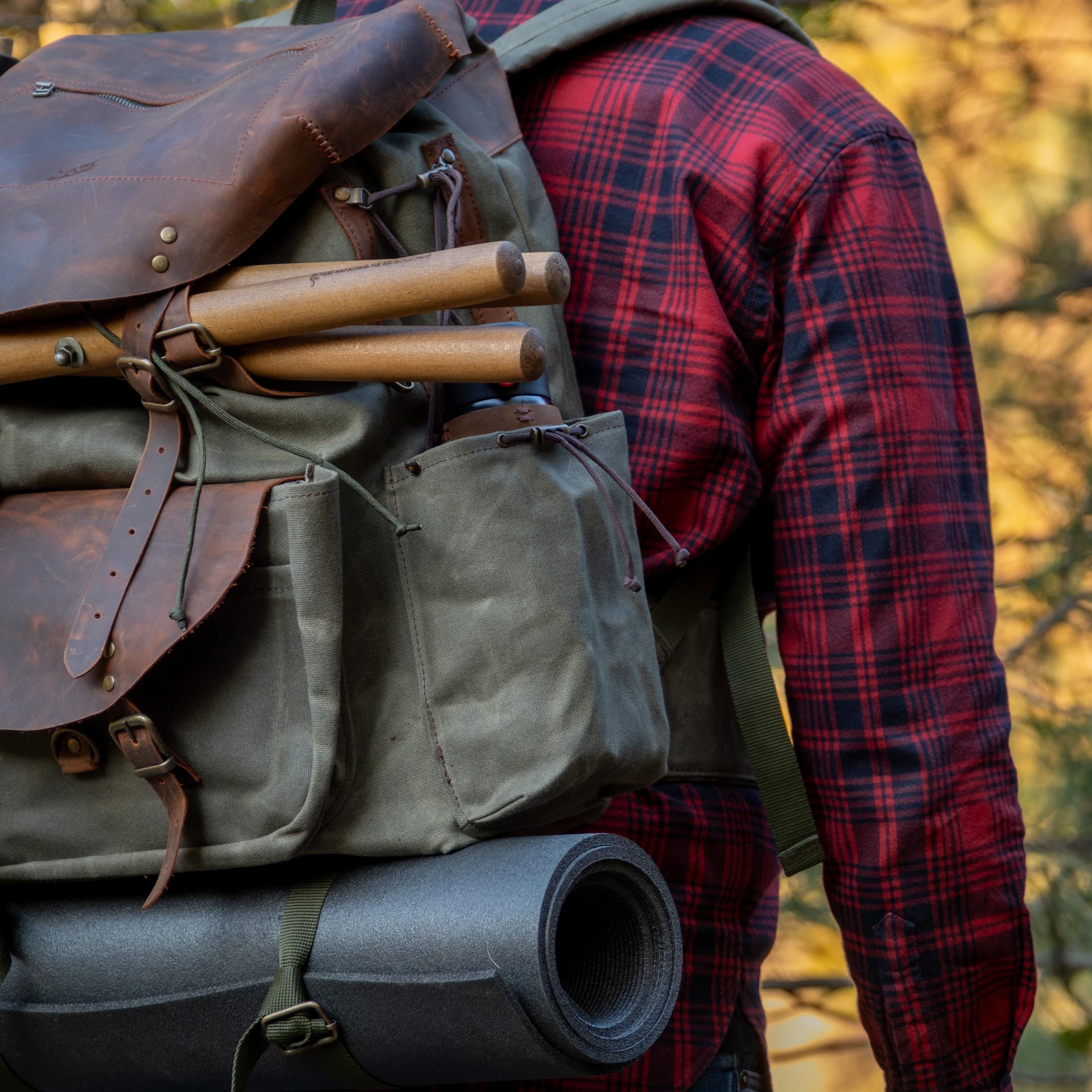Mountain Backpack – Waxed Canvas Leather Waterproof Camping Bag