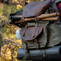 Mountain Backpack – Waxed Canvas Leather Waterproof Camping Bag
