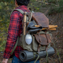 Mountain Backpack – Waxed Canvas Leather Waterproof Camping Bag