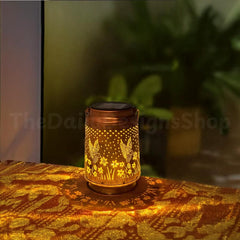Hummingbird Solar Lantern: Metal Cut-Out Outdoor Hanging Light