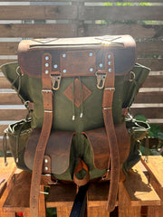 Camping Backpack | Leather - Waxed Canvas Backpack | Bushcraft, Hiking, Travel | 30L to 80L