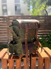 Camping Backpack | Leather - Waxed Canvas Backpack | Bushcraft, Hiking, Travel | 30L to 80L