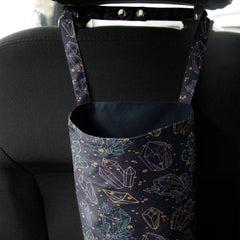 Crystal Car Trash Bag, Waterproof Hanging Organizer for Headrest or Gearshift