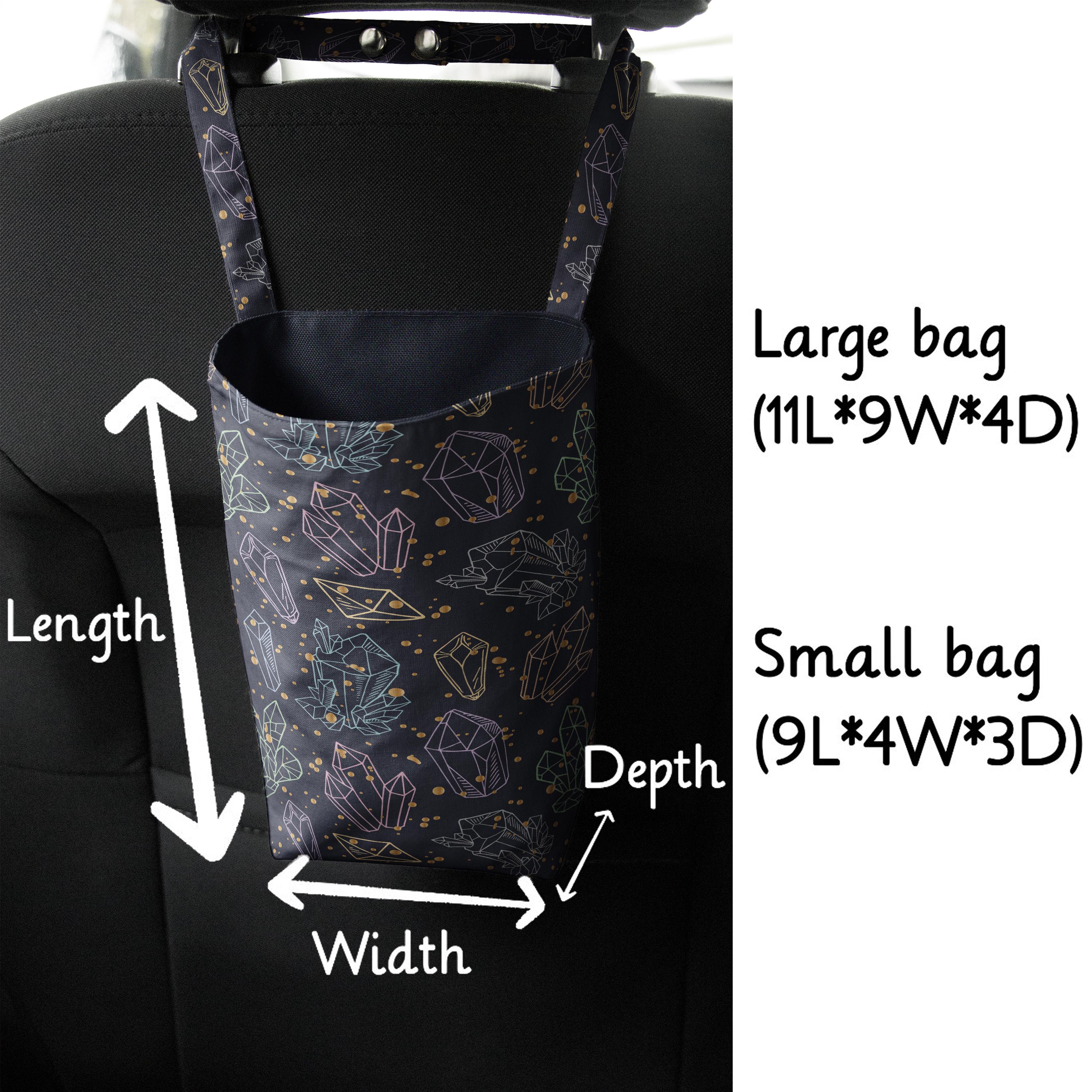 Crystal Car Trash Bag, Waterproof Hanging Organizer for Headrest or Gearshift