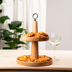 Beech Wood 2-Tier Serving Stand with Detachable Design