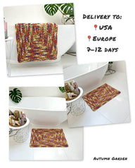 Tufted Bath Mat in Olive, Purple, and Terracotta
