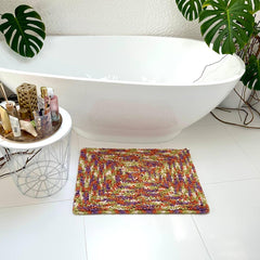 Tufted Bath Mat in Olive, Purple, and Terracotta