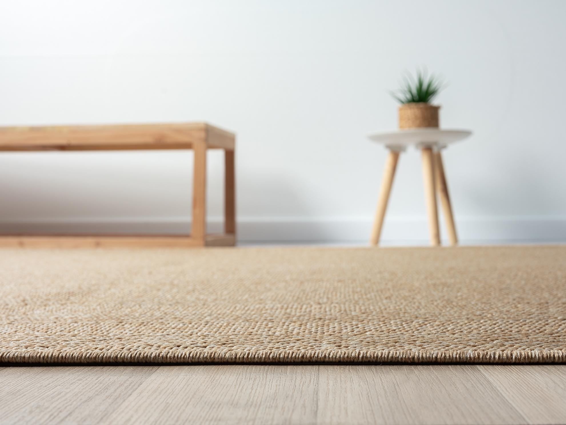Beige Herringbone Flatweave Sisal Rug for Indoor and Outdoor Use