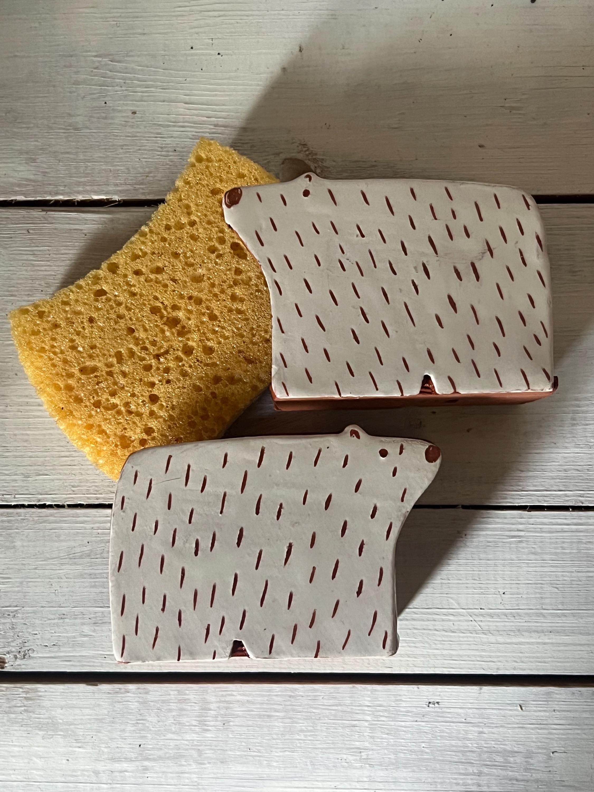 Sponge Holder - Napkin Holder - Bear Decor - Ceramics