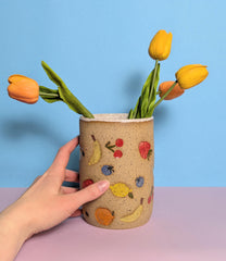 Ceramic Kitchen Utensil Holder with Fruit Motif