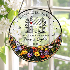 Personalized First Home Stained Glass Suncatcher, New Home Occasion Housewarming Gift, Realtor Keepsake