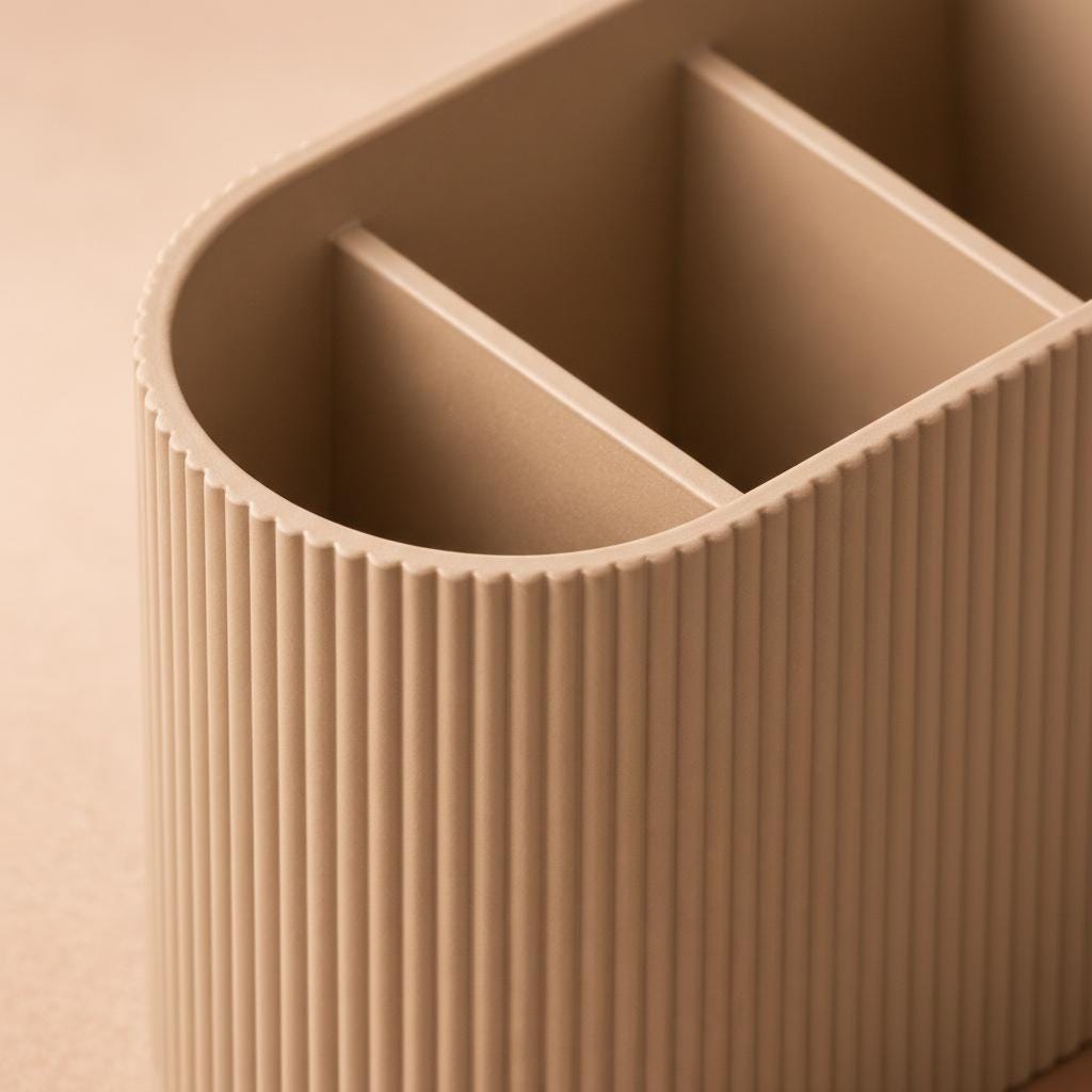 Minimalist Ribbed Desk Organizer – Modern Scandinavian Office Storage