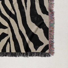 Animal Print Throw Zebra Woven Blanket Maximalist Tapestry Eclectic Home Decor Zebra Print Abstract Pattern Bold Statement Modern Safari