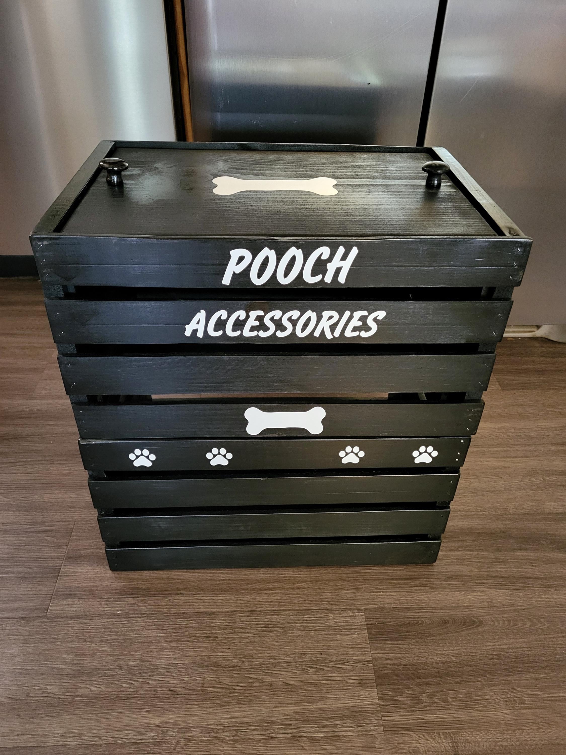 Dog Food Storage Bin - Wooden Pet Food Container - Walnut Pet Furniture