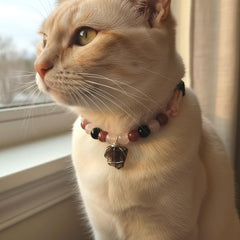 Crystal Pet Collar with Smoky Quartz, Obsidian, Rose Quartz, and Clear Quartz