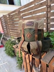 Leather and Canvas Backpack for Travel, Camping, Bushcraft